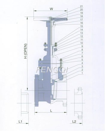 Structure of Cast Steel Gate Valve Series  