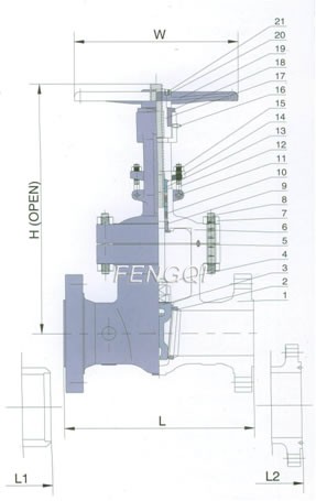 Structure of Cast Steel Gate Valve Series  