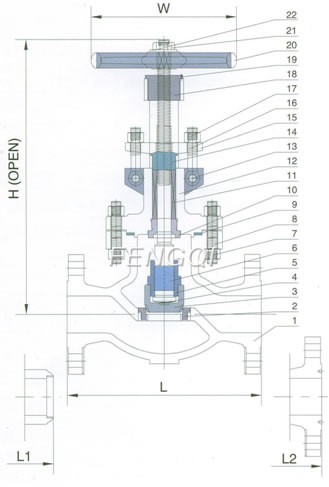 Structure of Cast Steel Globe Valve Series  