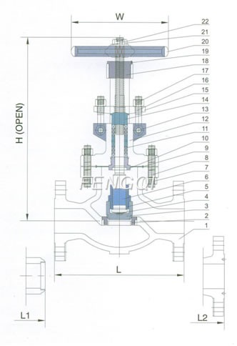 Structure of Cast Steel Globe Valve Series  