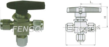 PN 6.4 MPa- Tube Fitting Nuts- Switching (3-Way)-Dimensions