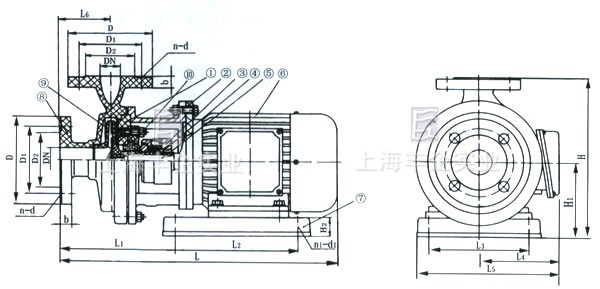 S型臥式玻璃鋼管道離心泵 結(jié)構(gòu)圖