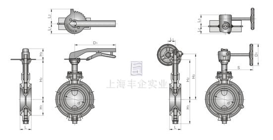 F500防結(jié)露鋁合金壓鑄蝶閥 外形尺寸圖