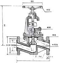 J41F46聚全氟襯里截止閥 外形尺寸圖