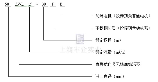 ZWL型直聯(lián)式自吸無堵塞排污泵型號說明