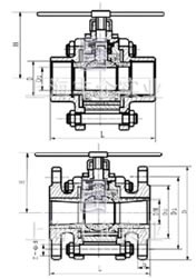 Q11H三片式鍛鋼球閥結(jié)構(gòu)圖