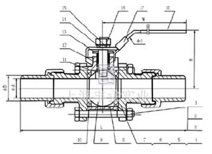Q61F三片式活接對(duì)焊球閥結(jié)構(gòu)圖