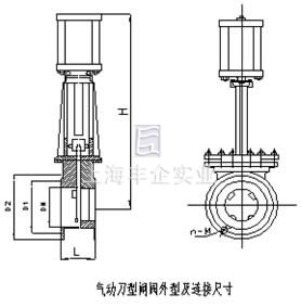 ZYH673氣動(dòng)刀型閘閥 結(jié)構(gòu)圖