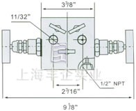 EN5-13 SS-M2F8型五閥組 外形尺寸圖