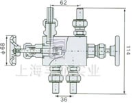 EN5-5 QF-05型儀表平衡閥 外形尺寸圖