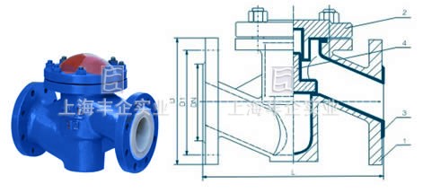 襯膠、襯氟升降式止回閥外形尺寸圖