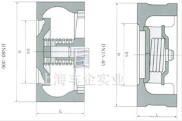 H71H/W-16/25Q/H/P對夾升降式止回閥外形尺寸圖