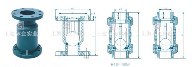 H41F工程塑料止回閥主要零件材料圖