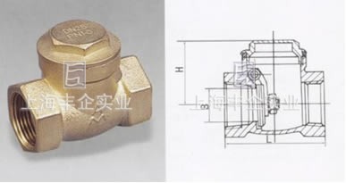 H14X-16T黃銅螺紋旋啟式止回閥外形尺寸圖